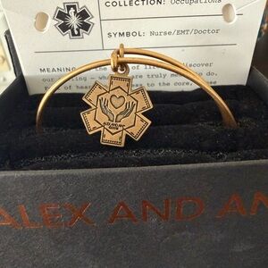 Alex and Ani Gold-tone Nurse/EMT Symbol Expandable Bangle